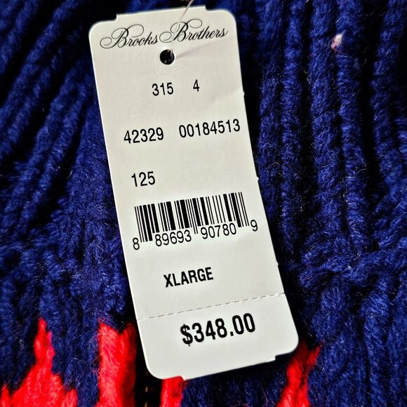 BROOOK BROTHERS Hand Knit Merino Wool Thick Fair Isle Full Zip Sweater XL $348 - Picture 10 of 10